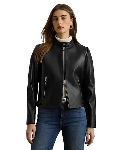 Lauren Ralph Women's Lambskin Moto Jacket