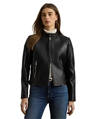Lauren Ralph Women's Lambskin Moto Jacket