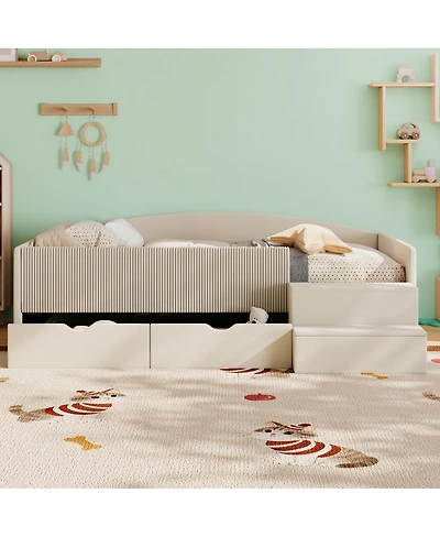 Streamdale Furniture Twin Size Upholstered Daybed Frame with 2 Storage Drawers