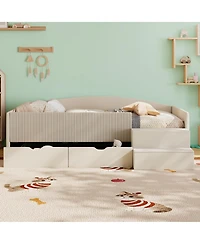 Streamdale Furniture Twin Size Upholstered Daybed Frame with 2 Storage Drawers