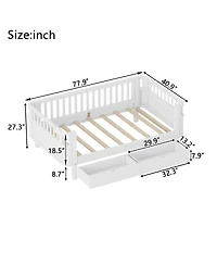 Streamdale Furniture Twin Size Wood Platform Bed with Rails for Kids