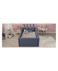 Streamdale Furniture Twin Upholstered Platform Bed with Rabbit Cushion and Removable Side Rails