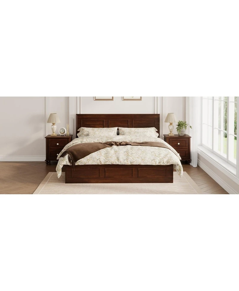 Streamdale Furniture Queen Size Pine Wood Bed with Adjustable Headboard