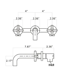 Thirtypeachy Wall Mounted Bathroom Sink Faucet, Solid Brass with Dual Cross Handles and Drip-Free Cartridge