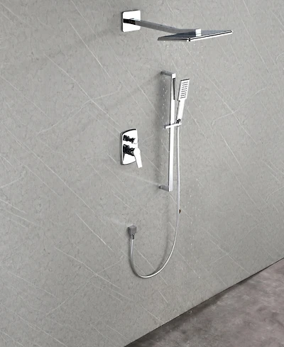 Thirtypeachy Wall-Mounted Shower System with Rain Shower Head, Hand Shower and Slide Bar, Self-Cleaning Nozzles