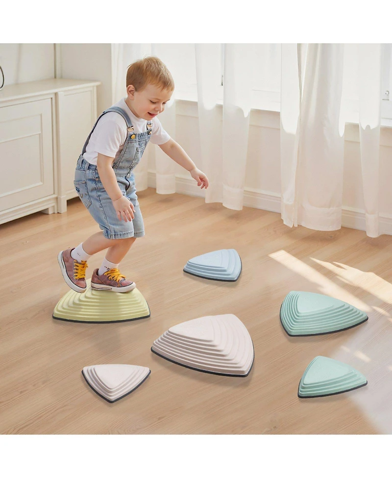 Slickblue Balance Stepping Stones Set of 6, Non-Slip Sensory, 220 lb. Capacity, Ages 3+