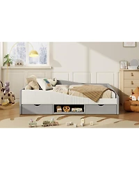 Streamdale Furniture Full Size Upholstered Daybed Frame with 2 Storage Drawers
