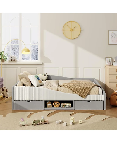 Streamdale Furniture Full Size Upholstered Daybed Frame with 2 Storage Drawers