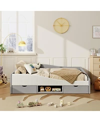 Streamdale Furniture Full Size Upholstered Daybed Frame with 2 Storage Drawers