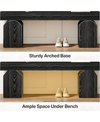 Tribesigns 59" Modern Entryway Bench, Black Wooden Shoe Bench with Arched Base, Sturdy End of Bed Bench for Entryway, Living Room and Bedroom