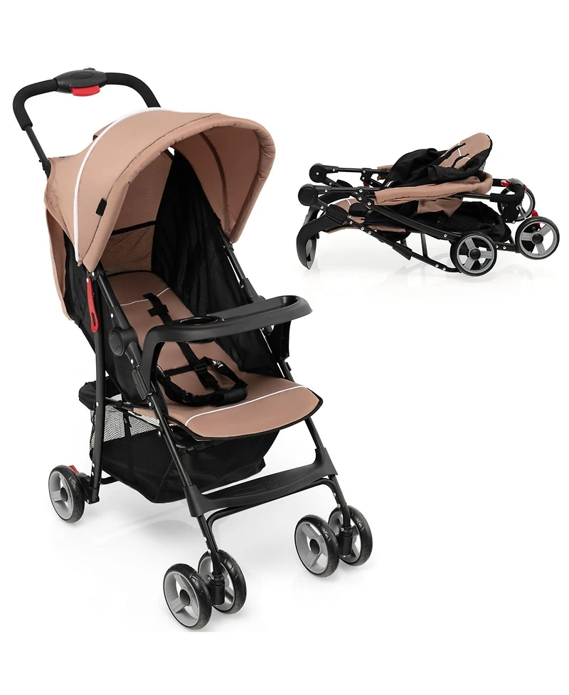 Toddler Travel Stroller for Airplane with Adjustable Backrest and Canopy