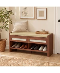 Homcom Shoe Bench with Cushioned Seat 108 cm