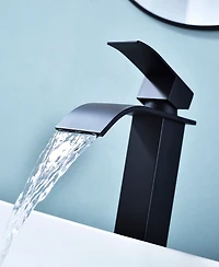 Thirtypeachy Single Handle Waterfall Bathroom Sink Faucet, Stainless Steel Vessel Tap with Pop-Up Drain