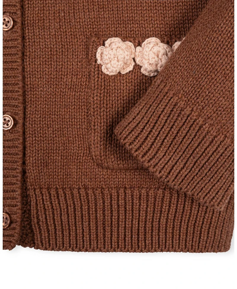 Hope & Henry Little and Big Girls' (Xxs-l) Organic Rosette Pocket Cardigan Sweater