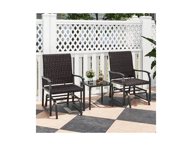 Boyel Living Patio Gliding Set with Tempered Glass Coffee Table All Weather