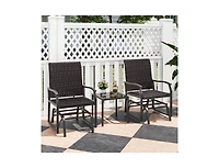 Boyel Living Patio Gliding Set with Tempered Glass Coffee Table All Weather