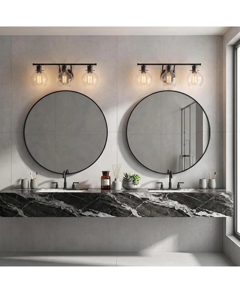 Tribesigns 3-Light Bathroom Vanity Light Wall Mount Fixture with Clear Glass Shades, Damp Rated for Bathroom, E26 Base