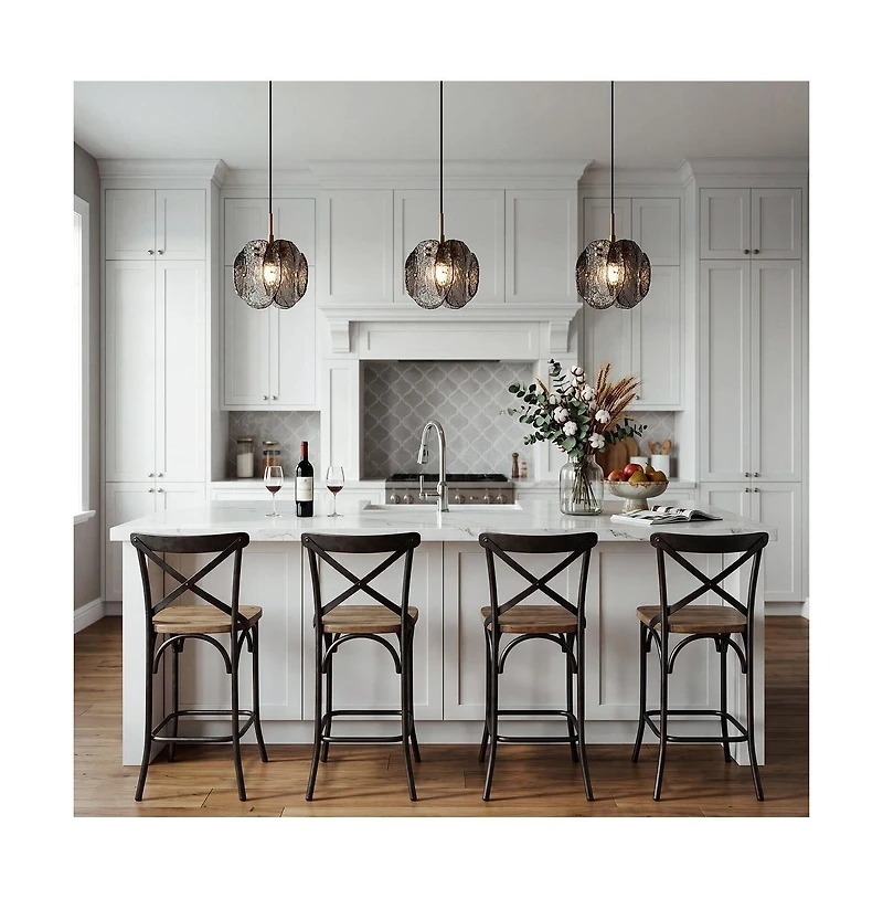 Tribesigns 1-Light Smoky Glass Pendant Light with Adjustable Height