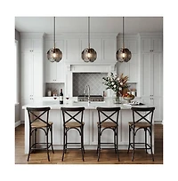 Tribesigns 1-Light Smoky Glass Pendant Light with Adjustable Height