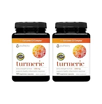 Youtheory Turmeric Extra Strength 1000 Milligram Turmeric Supplement with 10 Milligram Pepper 180 Vegetarian Capsules 2 Pack