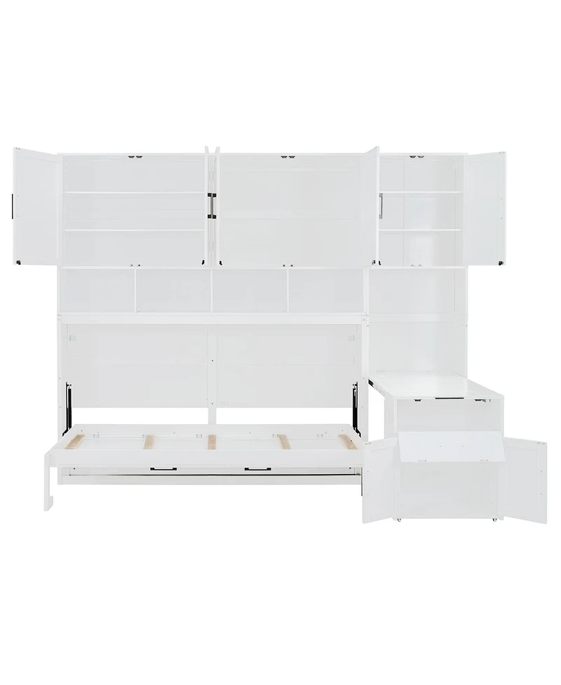 Streamdale Furniture Twin Murphy Bed with Closet, Drawers and Desk