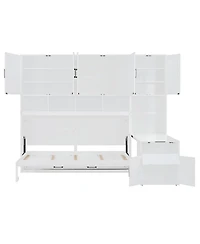 Streamdale Furniture Twin Murphy Bed with Closet, Drawers and Desk