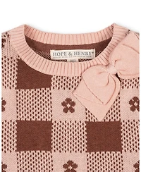 Hope & Henry Little and Big Girls' (Xxs-l) Organic Bow Detail Intarsia Sweater