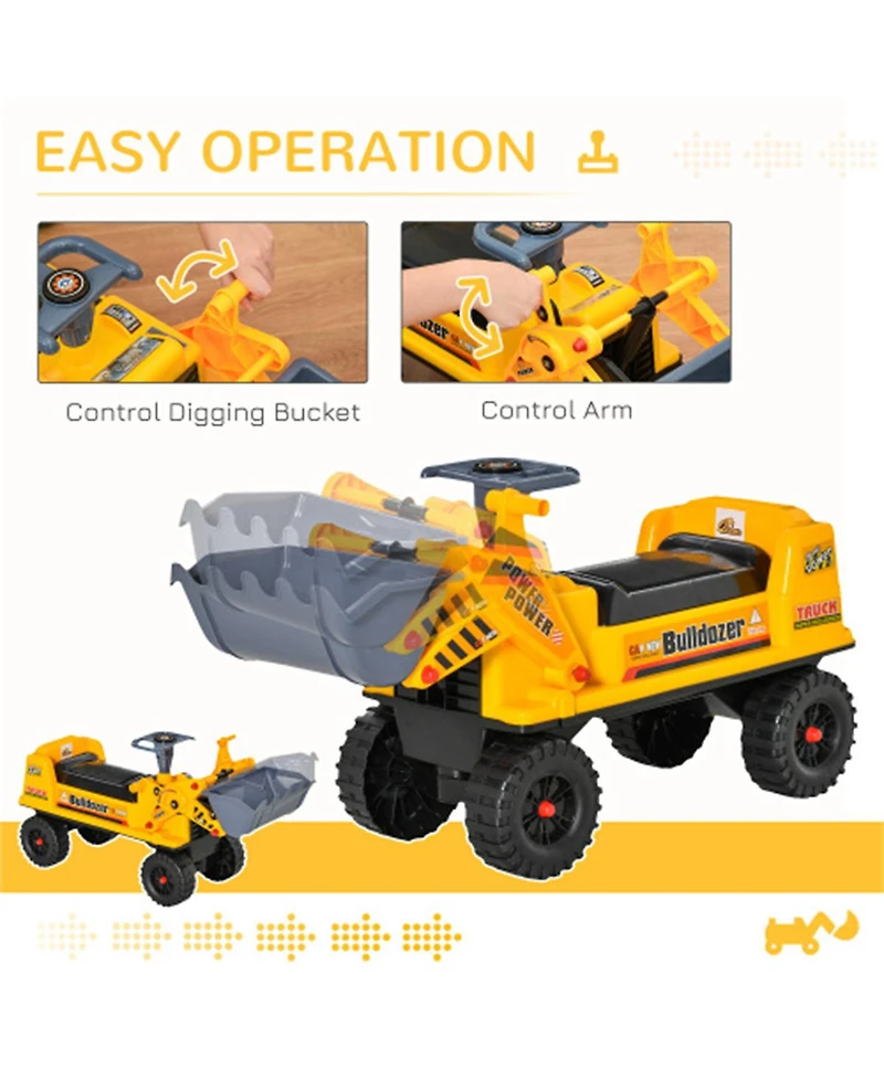Yobtop Kids Bulldozer Ride-On Toy