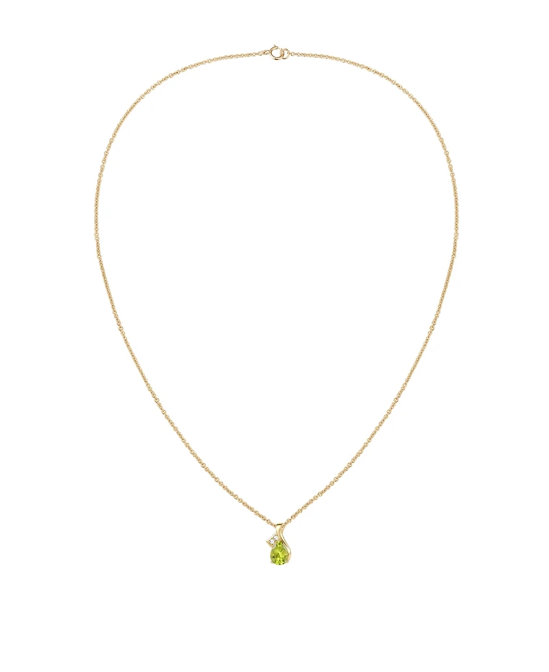 Macy's Peridot (1 ct. t.w.) & Diamond Accent (0.04 ct. t.w.) Pendant Necklace in 14k Yellow Gold