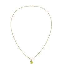 Macy's Peridot (1 ct. t.w.) & Diamond Accent (0.04 ct. t.w.) Pendant Necklace in 14k Yellow Gold