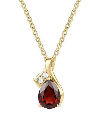 Macy's Garnet (1-1/5 ct. t.w.) & Diamond Accent (0.04 ct. t.w.) Pendant Necklace in 14k Yellow Gold
