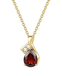 Macy's Garnet (1-1/5 ct. t.w.) & Diamond Accent (0.04 ct. t.w.) Pendant Necklace in 14k Yellow Gold