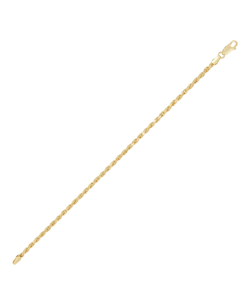 Italian Silver Solid Rope Chain Bracelet in 18k Gold-Plated Sterling Silver