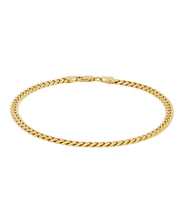 Italian Silver Solid Cuban Chain Bracelet in 18k Gold-Plated Sterling Silver