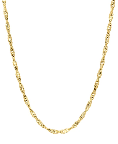Italian Silver Solid Singapore Chain Necklace in 18k Gold-Plated Sterling Silver
