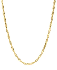 Italian Silver Solid Singapore Chain Necklace in 18k Gold-Plated Sterling Silver