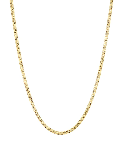 Italian Silver Solid Box Chain Necklace in 18k Gold-Plated Sterling Silver