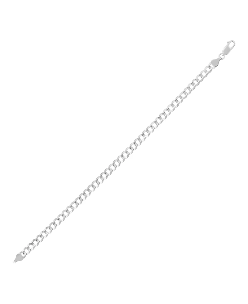 Italian Silver Solid Curb Chain Bracelet in Sterling Silver