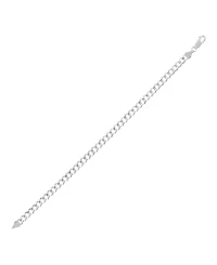 Italian Silver Solid Curb Chain Bracelet in Sterling Silver