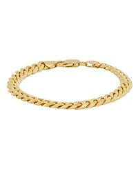 Italian Silver Solid Cuban Chain Bracelet in 18k Gold-Plated Sterling Silver