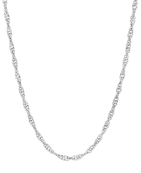 Italian Silver Solid Singapore Chain Necklace in Sterling Silver