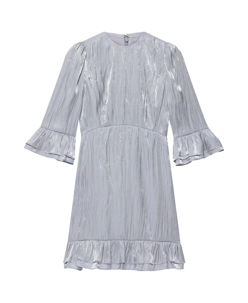 Mint Velvet Women's Metallic Ruffle 3/4-Sleeve Mini Dress