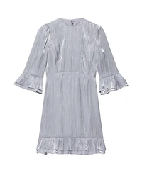 Mint Velvet Women's Metallic Ruffle 3/4-Sleeve Mini Dress