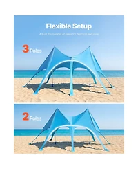 Mountaintop Beach Tent Sun Shelter, UPF50+ Pop-Up Canopy, 9.2ft Tall, 20x13ft, Sandbags, Support Poles and Sand Shovels for Family Camping Fishing