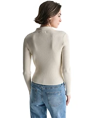 Bcbg Women's Ribbed Knit Collared V-Neck Cardigan