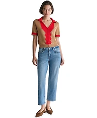 Bcbg Women's Colorblock Short-Sleeve Polo Sweater