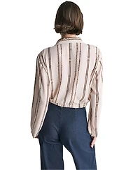 Bcbg Women's Collared Long-Sleeve Crop Button-Up Top