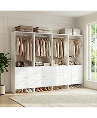 24" 4PC Freestanding Closet Organizer System with Hanging Rods and Drawers