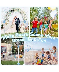 Zeny 2Pc 3 1 Standing Bubble Machines with Colorful Lights and Music Rechargeable Maker Stands 2 Modes