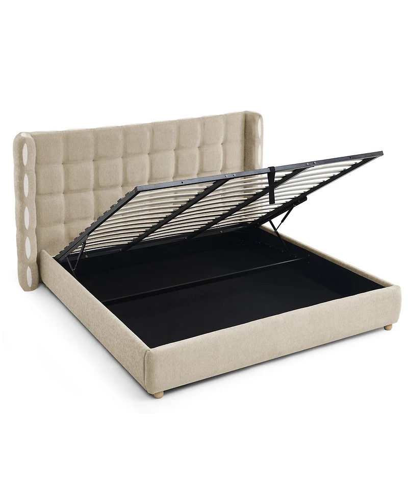 Streamdale Furniture Size Waffle Wingback Gas Lift Storage Bed